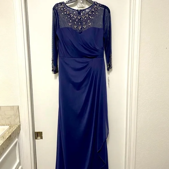 green emerald velvet dress Alex Evenings Petite Victoria Empire Waist Gown Navy / 12p main image 1